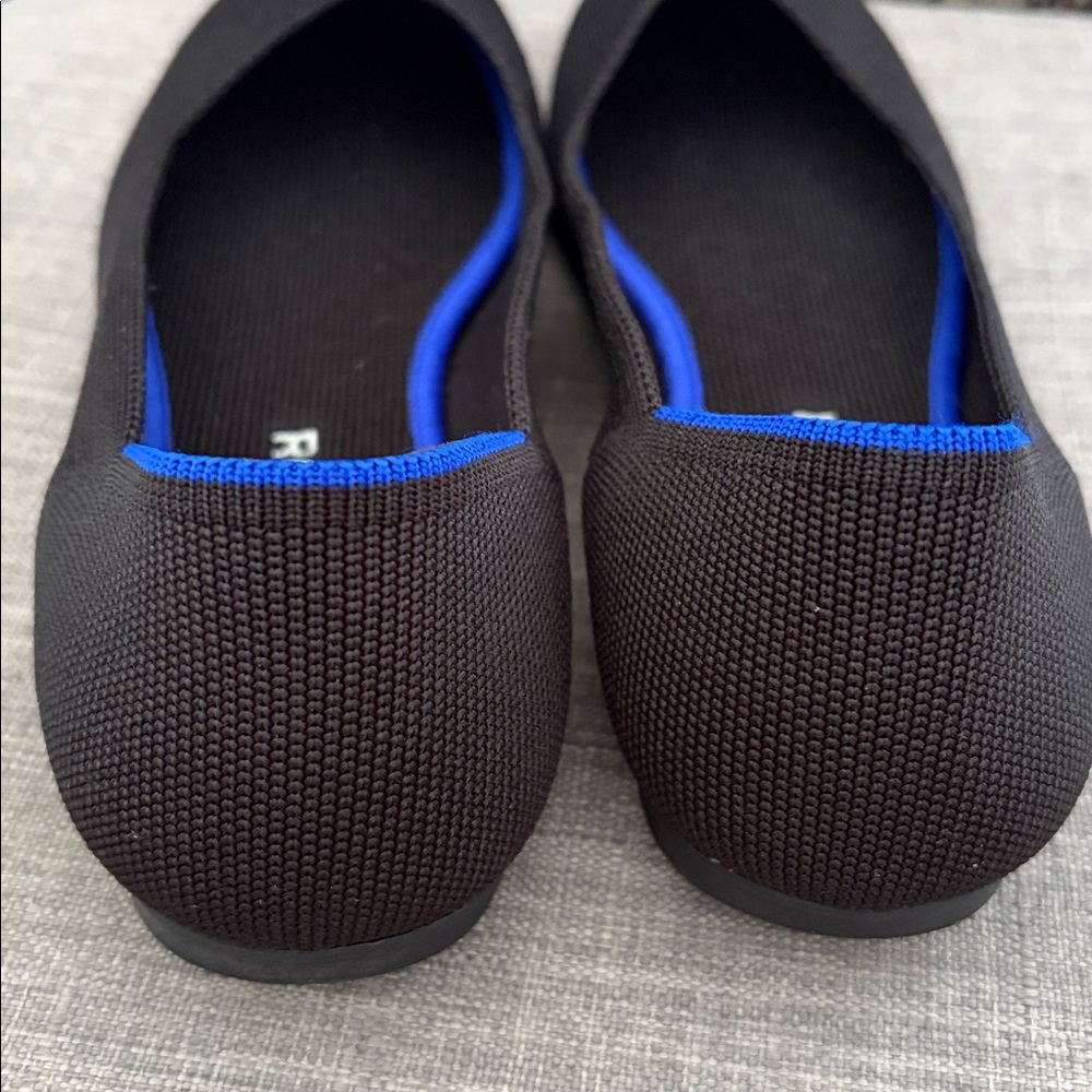 Rothy's Black Flats with Royal Blue Trim - Picture 11 of 11